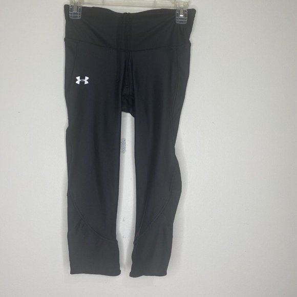 NWT Under Armour Womens HeatGear Armour Capri Leggings Pants M Black Compression - Picture 1 of 8